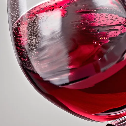 

A close-up of a glass of Gamay, a vibrant red wine, with a dark red hue and a fruity aroma.