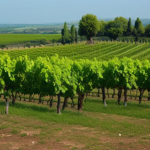 

A picture of a vineyard in France, with rows of grapevines stretching out into the distance.