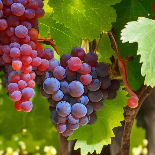 

A picture of a grapevine with a variety of different colored grapes, representing the different types of red and white wines.