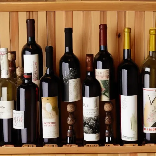 

An image of a collection of wine bottles, each with a unique label, arranged in a wooden wine rack.