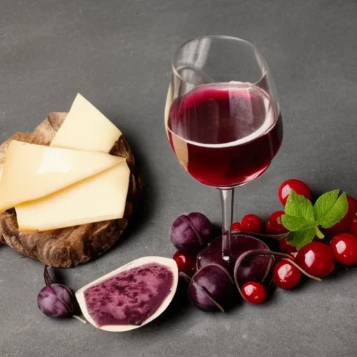 

Une photo d'une bouteille de vin rouge et d'un verre à vin, entourés de fruits et de fromage, invitant à une dégustation des vins du Langued