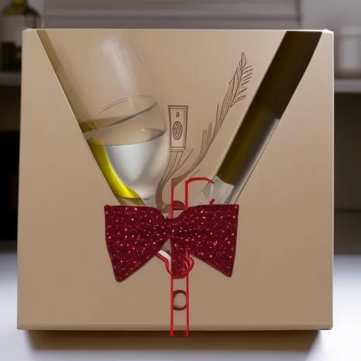 

A picture of a custom-made wine gift box, with a bow and a tag that reads "Special & Unique Gift".